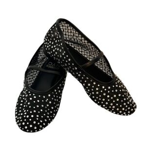 MADDEN NYC BLACK MESH RHINESTONE BALLET FLATS SZ 6